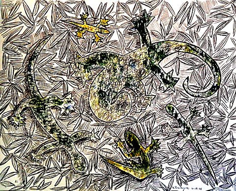 LizardsDragonInBamboo6-15-1998ReliefPrintPencil19x24in.jpg
